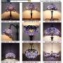 Tiffany Lamp Stained Glass Desk Light W16H24 Inch Tall Blue Purple Baroque Lavender Shade Antique Base S003C WERFACTORY LAMPS Lover Friends Kids Living Room Bedroom Bedside Coffee Bar Art Crafts Gifts