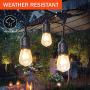 PARTPHONER 96FT String Lights Outdoor Waterproof, Patio String Lights Dimmable with Vintage Edison Bulb Hanging Bistro Lights String Outside for Backyard, Party, Garden, Christmas 2-Pack 48FT