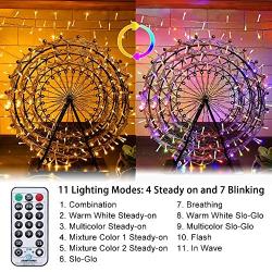 Ollny Outdoor String Lights 262FT 640 LED Christmas Fairy Twinkle Lights Warm White & Multi-Color Changing with Remote 11 Modes Plug in Waterproof Lights for Wall Wedding Party Halloween Decorations