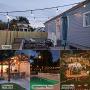 S14 Solar String Lights Outdoor 34Ft Patio Lights with 15 Shatterproof LED Bulbs, Solar & USB Charging with 4 Lighting Modes, Heavy Duty Weatherproof Strand for Backyard Garden, 2700K