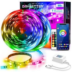 Daybetter Led Strip Lights 100ft (2 Rolls 50ft) Bluetooth Light Strips with App Control Remote, 5050 RGB Led Lights for Bedroom, Music Sync Color Changing Lights for Room Party