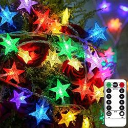 Homeleo 25.7 Ft 50 Led Color Changing String Lights, Battery Powered Star Fairy Lights with Timer Remote, Indoor Outdoor Christmas Lights for Bedroom Patio Umbrella Balcony Gabezo Decor(Multicolor)