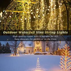 7.3ft 220 LED Bunch Lights,10 Strands Waterfall Lights Waterproof Christmas Vine String Lights for Room Outdoor Indoor Tree Decoration Wedding Party Holiday, Copper Wire Fairy Lights With Remote Timer