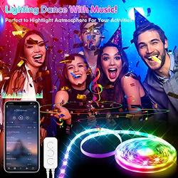 65.6ft LED Strip Lights Bluetooth, Ultra-Long Smart RGB LED Light Strip Music Sync 600 LEDs 5050 SMD Color Changing LED Strip Lights with 40 Keys IR Remote for Bedroom Kitchen Under Cabinet(2x32.8FT)
