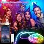 65.6ft LED Strip Lights Bluetooth, Ultra-Long Smart RGB LED Light Strip Music Sync 600 LEDs 5050 SMD Color Changing LED Strip Lights with 40 Keys IR Remote for Bedroom Kitchen Under Cabinet(2x32.8FT)
