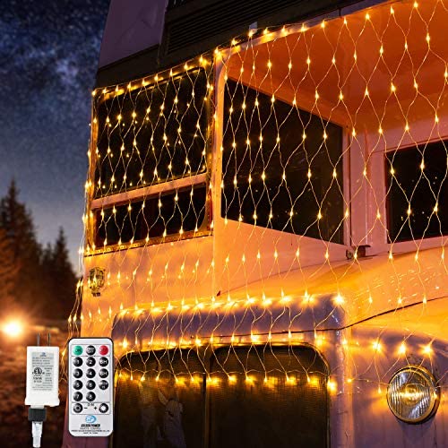 BrizLabs Christmas Bush Lights, 11.8ftx 4.9ft 360 LED Net Christmas Lights with Remote, 8 Modes Outdoor Plug in Mesh Lights, Trees-Wrape Xmas Lights for Bush Tree Garden Decor, Warm White, Clear Wire BrizLabs Christmas Bush Lights, 11.8ftx 4.9ft 360 LED Net Christmas Lights with Remote, 8 Modes Outdoor Plug in Mesh Lights, Trees-Wrape Xmas Lights for Bush Tree Garden Decor, Warm White, Clear Wire