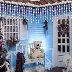 Christmas Icicle Lights, 20 icicles 90 LED Icicle Lights, Outdoor Indoor Crystal Ice String Lights, Connectable White Icicle Lights for Christmas Decorations