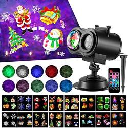 LED Christmas Projector Lights,2-in-1 Ocean Wave Projector,16 Slides 10 Colors,Remote Control Indoor Outdoor for Holiday Lights for Halloween Home Birthday Party Garden Landscape Decorations