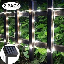 LiyuanQ Solar String Lights Outdoor Rope Lights, 2 Pack 8 Modes 100 LED Solar Powered Outdoor Waterproof Tube Light Copper Wire Fairy Lights for Garden Fence Yard Party Wedding Decor (Cool White)