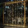 Twinkle Star 300 LED Window Curtain String Light Wedding Party Home Garden Bedroom Outdoor Indoor Wall Decorations, Warm White