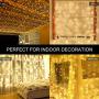 Curtain String Lights,300 LED Hanging Window Curtain Lights 9.8 Ft 8 Lighting Modes Fairy Lights Remote Control USB Powered Waterproof Lights for Christmas Bedroom Party Wedding Home Garden Wall Decor