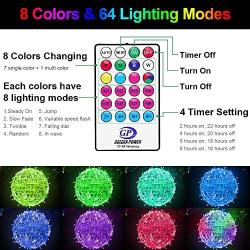 Ollny Led String Lights 66ft 198 LED 8 Color Changing Christmas Tree Lights Plug in with Remote Control, Twinkle Lights with 64 Lighting Modes Waterproof for Room Indoor Outdoor Party Garden Wedding