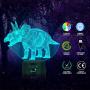 Dinosaur 3D Night Light Table Desk Lamp, Elstey 7 Colors Optical Illusion Touch Control Lights with Acrylic Flat & ABS Base & USB Cable for Christmas Gift