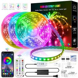 Led Strip Lights 50 Feet,TINOCOR Led Lights Strip App Control, Color Changing and Synchronization with Music,Led Lights for Bedroom,Room and Home Decoration