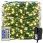 Haynery Christmas Fairy String Lights 99ft 300LED Indoor Outdoor Starry Lights Dimmable with Remote, Plug in Tree Lights for Christmas Tree Wedding Bedroom Party Decor, Green Wire Warm White