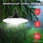 Jior Solar Pendant Lights IP65 Waterproof Lamp for Chicken Coops Patio Outdoor Shed Barn Gazebo with Remote Control Double Head (White)