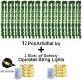 LACKINGONE 84Ft 12 Pack Artificial Ivy Fake Plants with 200 LED String Lights, Vine Leaves Hanging Faux Garland, Wall Wedding Decoration