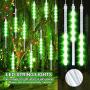 Number-one Meteor Shower Lights, LED Falling Rain Lights 30cm 8 Tube 192 LEDs Falling Raindrop Light, Waterproof Icicle Snow Fall String Lights for Xmas Tree Parties Wedding Garden (Green)