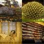 Battery Operated Led Net Mesh Lights,9.8ft x 6.6ft 200 Warm White LEDs,Outdoor String Decorative Lights for Window Wall Sweetheart Table Background Camping Beach [Remote,8 Mode,Timer,Dimmable]