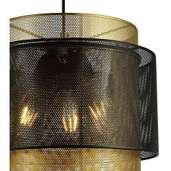 Maxax Round Farmhouse Chandelier 3 Light Indoor Ceiling Light Black&Gold Metal for Kitchen Island Living Room Dining Room Farmhouse