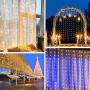 Curtain Lights, 8 Modes Fairy Lights String with Remote Controller, IP64 Waterproof, USB Plug in Twinkle Lights for Weddings, Parties, Backdrop, Wall Decorations, 300 Led（9.8x9.8Ft, Warm White）