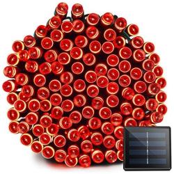 Vmanoo Solar Christmas Lights 72ft 22m 200 LED 8 Modes Solar Fairy String Lights for Outdoor, Gardens, Homes, Wedding, Christmas Party, Waterproof (Red)