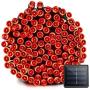 Vmanoo Solar Christmas Lights 72ft 22m 200 LED 8 Modes Solar Fairy String Lights for Outdoor, Gardens, Homes, Wedding, Christmas Party, Waterproof (Red)