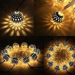 Twinkle Star 13.5 ft 40 LED Globe String Lights, Silver Moroccan Party Hanging Lights Battery Operated Decor for Indoor, Home, Bedroom, Party, Wedding, Christmas Tree (Warm White)