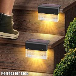 Solar Deck Lights 6 Pack, LED Solar Step Lights Outdoor for Stair, Fence, Railing, Patio Garden, Backyard, Super Bright 10 lumens, 2 Lighting Modes, Warm White/Color Changing Holiday Decorations