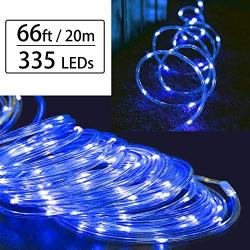 Solhice 66ft 335 LEDs Rope Lights Blue, Waterproof Dimmable Outdoor LED Tube Fairy Light with Remote Control, for Deck, Patio, Wedding, Bedroom Indoor Decor