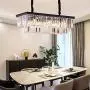 Rectangular Modern K9 Crystal Chandeliers Lighting Pendant Ceiling Lights Rectangle Chandelier Lamp Fixture 8-Lights for Dining Room Kitchen L33.5 Inch