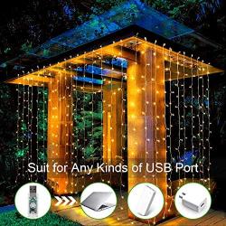 Ollny Curtain Lights Fairy String Twinkle Lights 200 LED 6.6 Ft with 8 Lighting Modes Remote, Dimmable Warm White Lights for Bedroom Christmas Wedding Party Home Garden Outdoor Indoor Wall Decorations