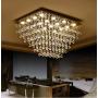Saint Mossi Modern K9 Crystal Raindrop Chandelier Lighting Flush Mount LED Ceiling Light Fixture Pendant Lamp for Dining Room Bathroom Bedroom Livingroom 12 GU10 Bulbs Required H 16 x W 22 x L 31 in
