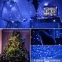 ilikable 131ft 300 LED String Lights,Battery Powered Indoor/Outdoor Fairy Lights 8 Modes Waterproof Decorative Lights for Christmas Wedding Party Home Courtyard Icicle Lights Decoration-Blue White