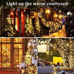 Solar String Lights Waterproof Holiday String Lights, Outdoor/Indoor String Lights, 8-Lighting Modes, Fairy Lights, Holiday Christmas Lights Decoration, 33ft, 100-LED, 2 Pack (Warm White)