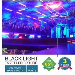 Barrina UV LED Blacklight Bar, 9W 2ft, T5 Integrated Bulb, Black Light Fixture for Blacklight Poster and Party, Fun Atmosphere with Built-in ON/Off Switch(4-Pack)