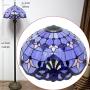 Tiffany Floor Lamp Standing Style W16H64 Inch Tall Blue Lavender Stained Glass Baroque Shade Reading Lighting 2E26 Antique Resin Base S003C WERFACTORY Lamps Bedroom Living Room Bookcase Lover Gifts