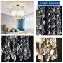 Depuley Crystal Chandelier Light Fixture, 3-Light Flush Mount Crystal Ceiling Light, 11 Mini Modern Drum Hanging Bedroom Chandeliers Lamp for Hallway, Living Room, Kitchen, Closet