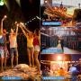 Elfeland LED Outdoor String Lights 48FT RGB Multicolor String Lights Dimmable Hanging Lights Patio Lights Backyard Lights Party Lights with 15Pcs Shatterproof LED Bulb & 2 Remote Controls