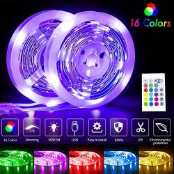 ViLSOM Led Strip Lights, 20 Feet USB Led Light Strip Kit with Remote, RGB 5050 Color Changing Led Lights for Tv Backlight, Bedroom, Room, Home Decorations, 2 Rolls of 10 Feet