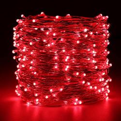 ER CHEN Fairy Lights Plug in, 99Ft/30M 300 LED Silver Coated Copper Wire Starry String Lights Outdoor/Indoor Decorative Lights for Bedroom, Patio, Garden, Party, Christmas Tree (Red)