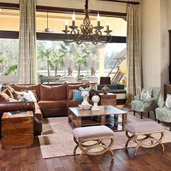 Ganeed Rustic 6-Light Chandeliers,French Country Vintage Chandelier,Metal in Antique Bronze Pendant Chandelier,Pendant Light Fixture for Island Kitchen Farmhouse Dining Room Living Room