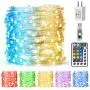 Makion String Fairy Lights with Remote Control,33Ft 100LEDs USB Powered RGB+Warm White 16 Color Changing Twinkle Lights for Bedroom Party Christmas Wedding,Multicolor