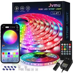 JVMU LED Strip-Lights Bluetooth-Control Changing Decoration-Bedroom 16.4ft 1 Roll RGB 5050 LED Lights with APP Bluetooth Controller Bedroom, Party, Kitchen,Chrismas Decoration