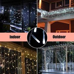 LED Icicle Lights Christmas Lights,49.2Ft 600 LEDs with 120 Drops Waterproof Fairy String Lights Plug in Outdoor Indoor Bedroom Patio Yard Garden Wedding Party Holiday Wall Decoration(Cool White)