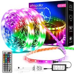 Phopollo Led Lights 65.6ft Long Led Strip Lights for Bedroom Color Changing Luces Led para Decoracion Habitacion RGB DIY Color Option with Power Supply and Remote