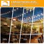 WENFENG 3 Color Selectable Waterproof Outdoor String Lights, 48 Feet Connectable Remote Control Patio Hanging Lights with 15 Edison Shatterproof S14 Bulbs,Warm White/Nature White/Daylight White