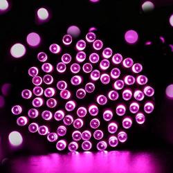 Christmas String Lights, FULLBELL 33ft 100 LEDs with Controller Fairy Twinkle Lights Decoration for Chirstmas Tree,Garden,Multi Stings Connectable(Transparent Wire)(Pink)