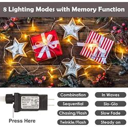 XUNXMAS 500 LED String Lights Indoor Outdoor, 174ft Super Long Warm White Christmas Lights with 8 Lighting Modes, Extendable Waterproof Fairy Lights for Bedroom Patio Party Christmas Tree Decor