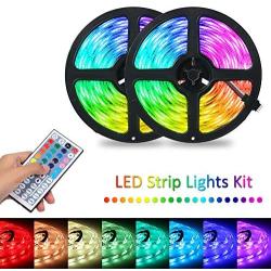 Tomshine LED Strip Lights 32.8ft Waterproof Light Strips with 44 Keys Remote Control 10m Color Changing 5050 RGB 300 LEDs 12V Flexible Tape Lights for Bedroom, Home, Kitchen Decoration (2 Pack)